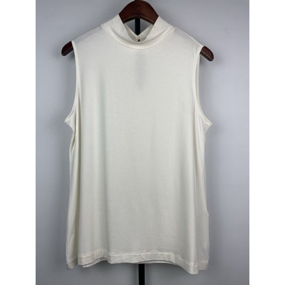 Chico’s White Sleeveless‎ Mockneck Keyhole Back Neckline Blouse Top Size L/12